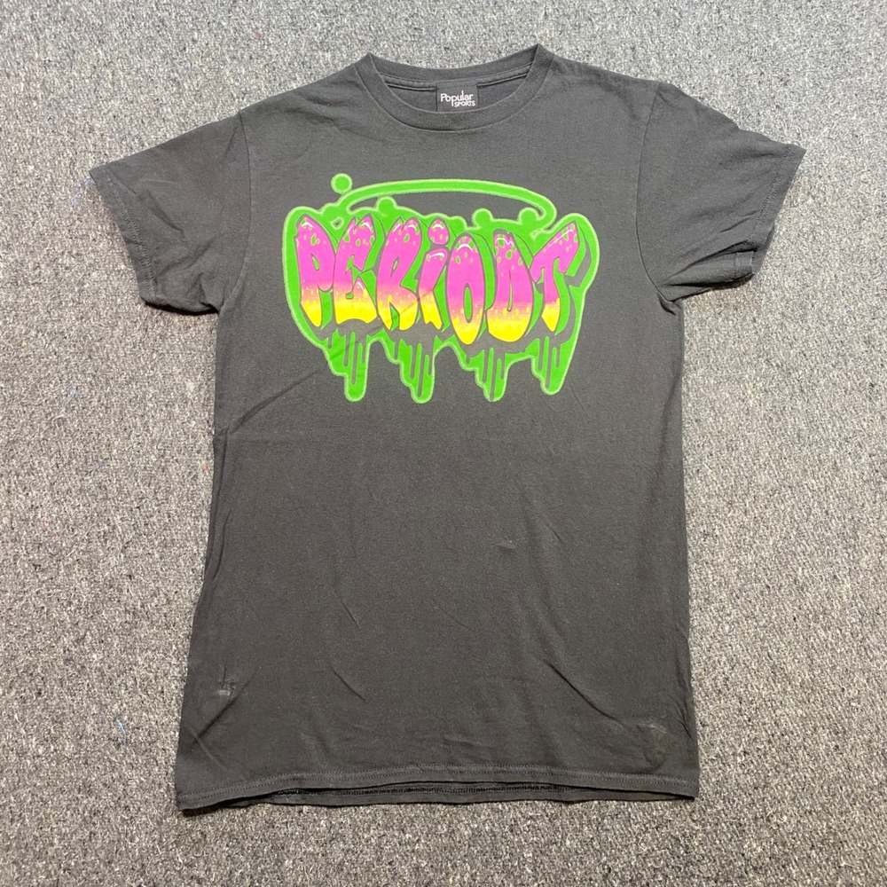 Popular Sports Periodt Graphic TShirt Sz M Mens Black Streetwear Slime Graffiti
